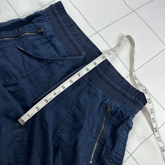 Athleta Pants Womens 6 Navy Blue Cabo Linen Jogger Drawstring Breathable Casual - Picture 9 of 12